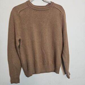 Knit For J. Crew Camel Pique-Stitch Cotton Crewneck Sweater Size (S) 100% Cotton